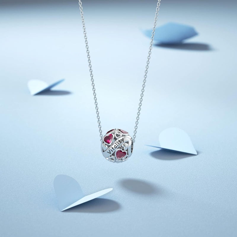 DALARAN Birthstone Charms for Charms Bracelet 925 Sterling Silver Heart Bead Happy Birthday Charms for Women - Image 3